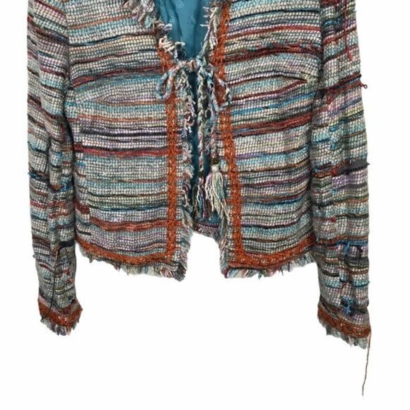 Tory Burch Abageil Yarn Knit Textured Tweed Jacket Size 4 - Picture 5 of 14